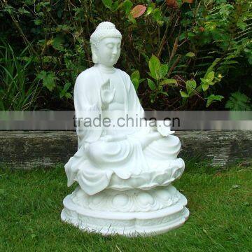 Garden Ornaments Marble Sculpture White Thai Buddha Statue photo-2