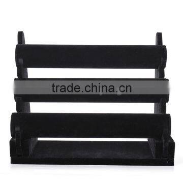 2016 High-end Luxuries 3 Layer Black Velvet Bracelet Holder Display Stand photo-2