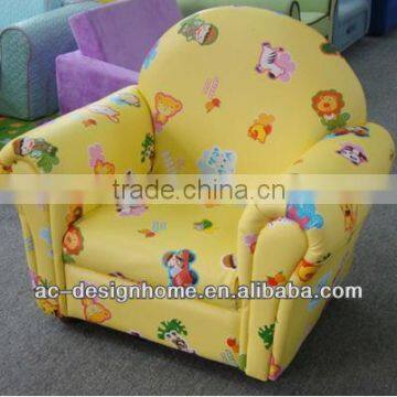 YELLOW CARTOON PVC/WOODEN KID ONE SEAT SOFA