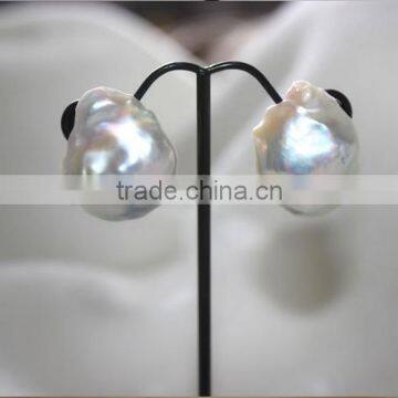 10-12mm White Baroque Edison Pearl Earing photo-5