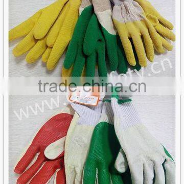 DDSAFETY 2017 Yellow Latex Crinkle Coated Cotton Gloves With Knit Wrist photo-6