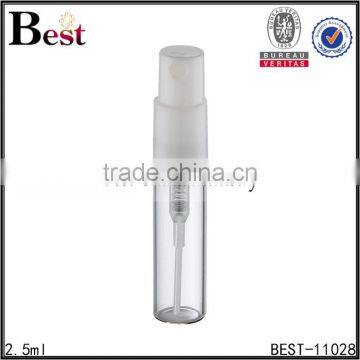 Wholesale Cosmetic Packaging 2.5ml Clear Bottle Perfume Mini White Black Pump Sprayer Glass Perfume Bottle China Best Selling photo-2