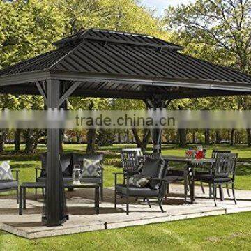 12x16ft Garden Charcoal Assembled Aluminum Hardtop Gazebo