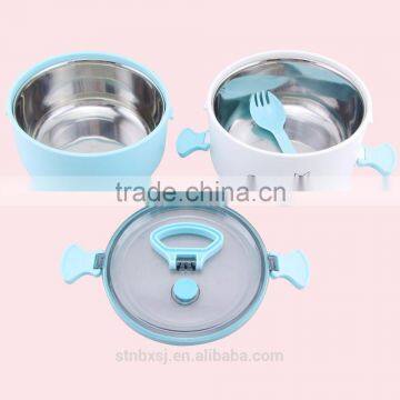 1.2L Round Shape SS Two Layers Keep Warm Lunch Box With Handle photo-2