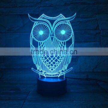 UCHOME Owl 3D Illusion Lamp 7 Color Changing Touch/Press Table Desk LED Night Light photo-6