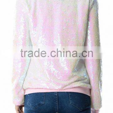 Guangzhou Women Clothes Latest Design Ladies Sequins Bomber Jacket photo-2