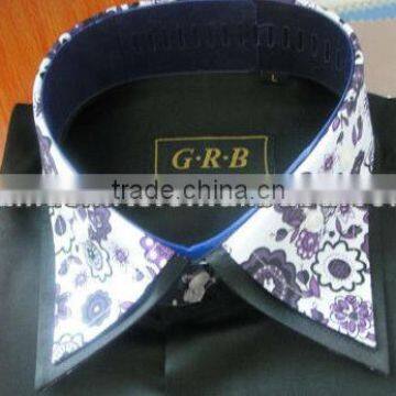 Man Fashion Black Shirts High Double Collar Mens Black Shirts photo-4