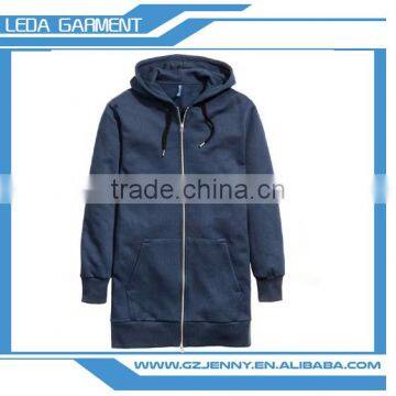 2016 Hot Sale Long Plain Fleece Hoodies for Men With Zipper photo-3