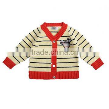 Contrast color trim baby cotton sweater cardigan