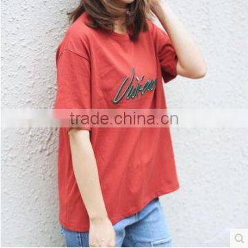 The New Embroidery Letters Loose Short Sleeve T-shirt Female Personality photo-2
