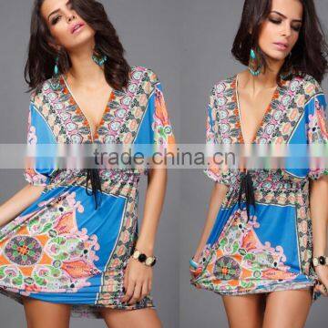 Zm50295b Plus Size Ladies Clothes Wholesale v Neck Sexy Women Dresses photo-3