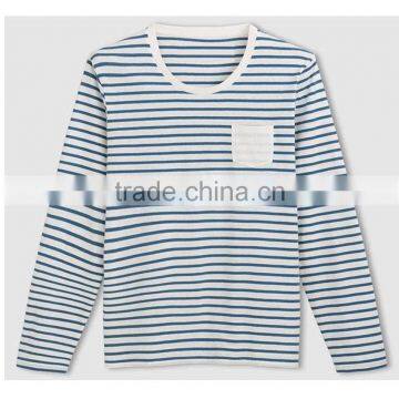 Mens Long Sleeve T-Shirt, 100% Ctn, Y/D Stripe, 160 Gsm