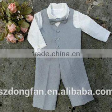 Cute Baby Boy Suit 3pcs Linen Ring Bearer Wear Shirts+Pants+Waistcoat photo-6