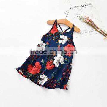 S33549W Summer Style Kids Girl Princess Dresses 2017 Floral Printed Dress photo-3