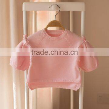S32890W Children Knitted Sweater Girls Spring Cotton Casual Bowknot Pullover Sweater photo-2