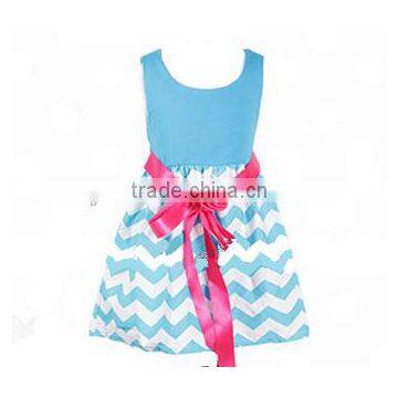 Toddlers Children's Girls Belt Pluz Size Stripe Dress Chevron Dress Newest Matching Wear Hotsale Cotton Summer Peasant Dresses