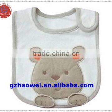 100% Cotton embroidered brown bear Adjustable Baby Burp