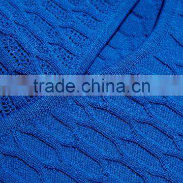 Sexy Designed Deep V-Neck Plain Blue Sweater Crop Top for Ladies photo-4