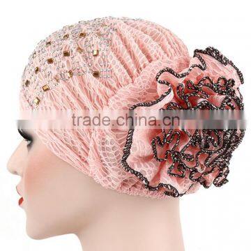 Hot Drill Head Hat With a Large Flower Plate Flower Cap India Arabian Head Scarf Spot photo-6