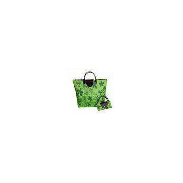 Heat Printing Green Reusable Folding Oxford Tote Bag for Commercial Promotion