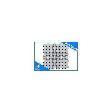 China White Polished Basketweave Marble Mosaic Tile Mixed Black Dots Stone Mosaic Wall Tiles
