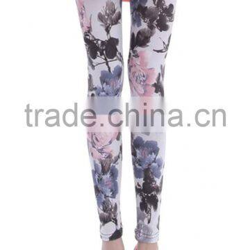 ink flower milk silk printed skim elastic leggings cropped jeans