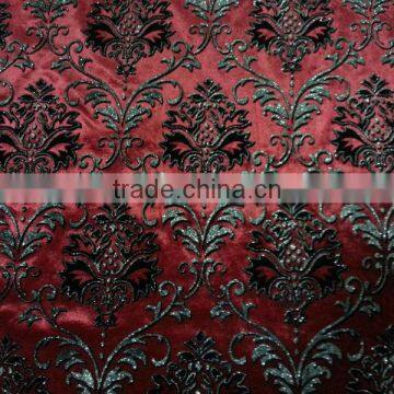 new product 100% polyester flock printing fabric with hot stamping for upholstery