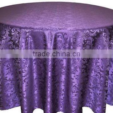 eggplant seamless round jacquard damask polyester table cloths