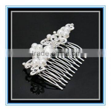 Newest Design White Pearl and Crystal Flower Wedding Bridal Claw Clip Hair Accessories Comb photo-3