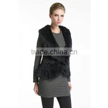 SJ347-01 Women Knitted Rabbit Fur Vest/Gilet/Waistcoat photo-5