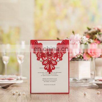 New Fashion 5238 Chinese Red Laser Cut Wedding Invitation Cards Model