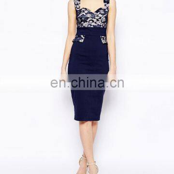 CHEFON Lace sweetheart and peplum detail sexy dress for women