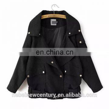 2015 Dress for Women Europe American Fashion Causal Lady Trench Coat Lapels New Pure Color Patch Pocket Personality Wind Jacket photo-3