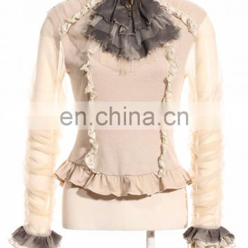 Steampunk soft blouse-top with aviator jabot