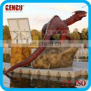 Handmade resin red chinese dragon statue