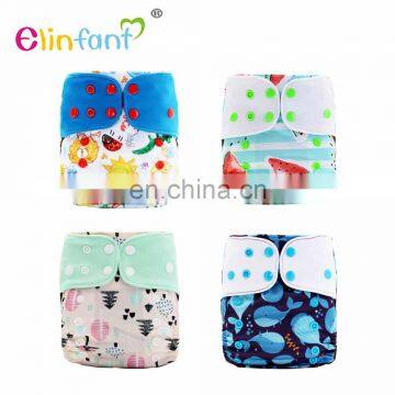 Elinfant Washable Coffee Fiber Fleece Cloth Diaper With Flexible tab Reusable Baby cloth diaper factory