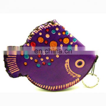 Custom fancy animal fish shaped coin purses wholesale kids soft leather coin purse MCP-0059