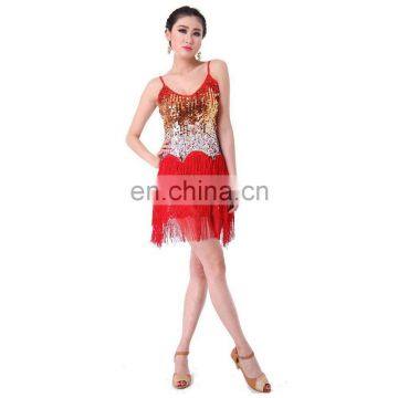 BestDance sexy ballroom red latin dance dress sexy tassels latin style dance costumes OEM