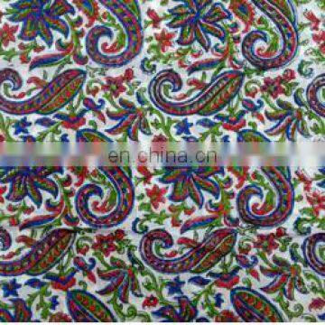 Block Printed Paisley Multi Color Cotton Fabric Sanganeri Jaipuri Wholesale Textile / Fabric / 100% Cotton Fabric photo-2