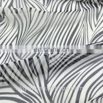 Printed 100% Silk Georgette with White Background and Elegant Bold Black Lines