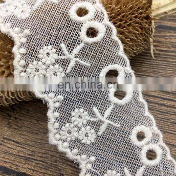 OLTK0311G Poly Fringe 3.8cm Embroidered Net Lace Trimming With Mesh photo-2
