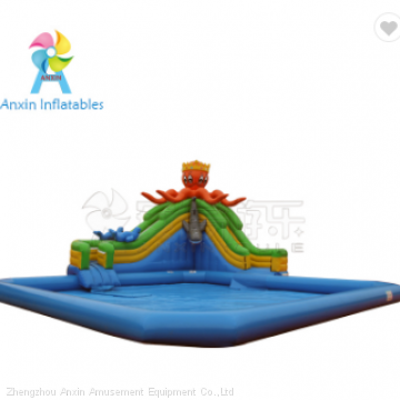 Most Popular PVC Blow up kids mobile inflatable octopus water slide amusement park for sale