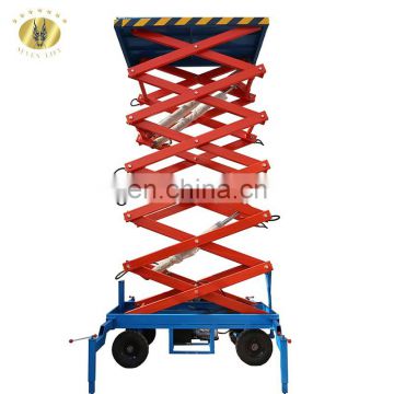 7LSJY Shandong SevenLift 10m 1500lb electro pneumatic hydraulic mobile high raised outdoor aerial work elevator lift