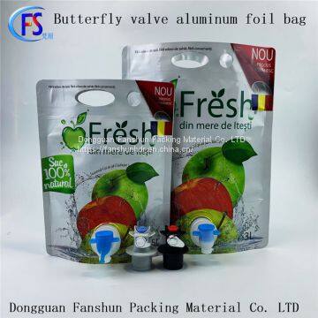 Butterfly valve pure aluminum double - insert apple cider vinegar juice can be customized portable packaging bags