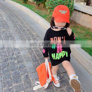 Girls' medium and long T-shirt 2020 spring and autumn new children's Korean version children's long sleeve letter printed crew