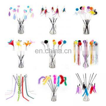 New handmade feather pompoms streamers bells intetactive feather toys for cats