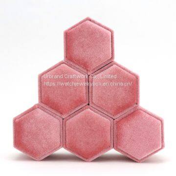 Velvet Hexagonal Jewelry Box Retro Silk Cloth Ring Box Jewelry Flannel Jewelry Box Can Print LOGO photo-3
