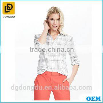 China factory dry fit shirt for women high quality custom shirt white open collar check shirt