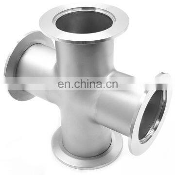 Food Grade Stainless Steel SS304 SS316 Clamp 4-Way Vacuum Cross Pipe Fittings for Secure