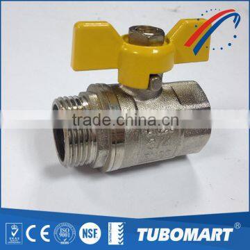 Made in China CW617N brass mini valve butterfly female ball valve with yellow handle